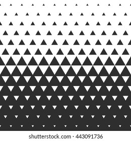 Vector halftone abstract transition triangular pattern wallpaper. Seamless black and white triangle geometric background.