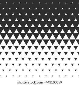 Vector halftone abstract transition triangular pattern wallpaper. Seamless black and white triangle geometric background.