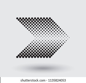 Vector halftone arrow.Dots arrow icon.