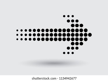 Vector halftone arrow.Dotted arrow icon.