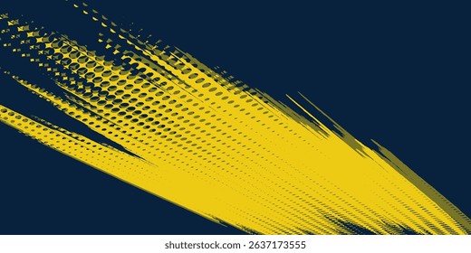 Vector halftone background of blue and yellow colors, abstract raster monochrome printing.