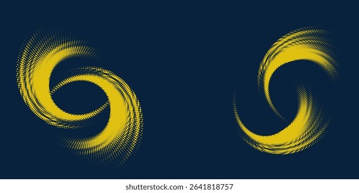 Vector halftone background of blue and yellow colors, abstract raster monochrome printing.modern.