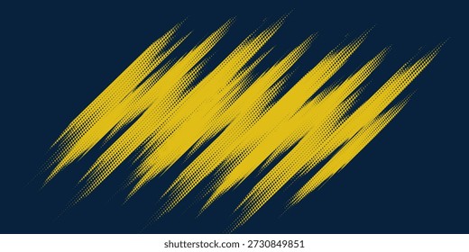 Fundo de meio-tom vetorial de cores azuis e amarelas, impressão monocromática raster abstrata.