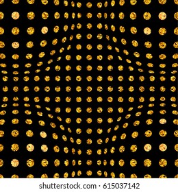 Vector halftone background with golden glittery dots. 
