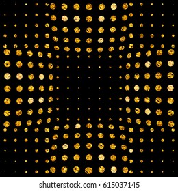 Vector halftone background with golden glittery dots. 