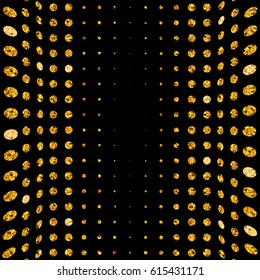 Vector halftone background with golden glittery dots. 