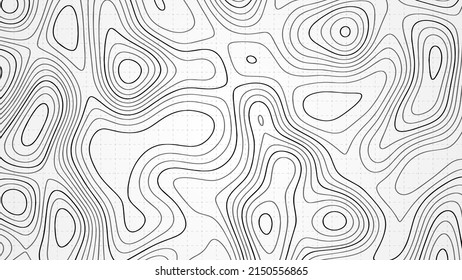 Vector halftone background. Map design. Ornament chaotic circles on water, lines, wave. Geolocation. Monochrome scale grid. Itinerary. Rock garden. Smoke rings. Poster travel, business, social network