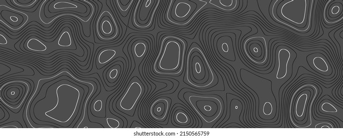 Vector halftone background. Map design. Ornament chaotic circles on water, lines, wave. Geography. Monochrome scale grid. Itinerary. Rock garden. Smoke rings. Poster travel, business, social network