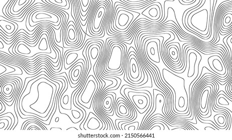 Vector halftone background. Map design. Ornament chaotic circles on water, lines, wave. Geolocation. Monochrome scale grid. Itinerary. Rock garden. Smoke rings. Poster travel, business, social network