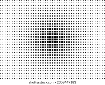 Vector halftone black squares on white background
