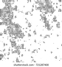 Vector halftone black and white. The texture of the spots of ink print and design. Abstract monochrome background