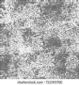 Vector halftone black and white. The texture of the spots of ink print and design. Abstract monochrome background