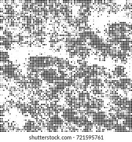 Vector halftone black and white. The texture of the spots of ink print and design. Abstract monochrome background