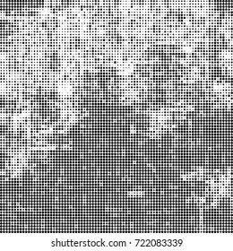 Vector halftone black and white. The texture of the spots of ink print and design. Abstract monochrome background