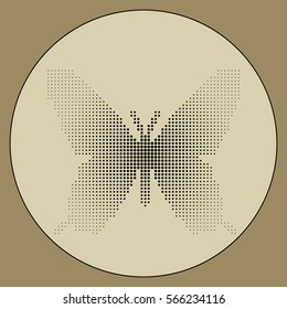 Vector halftone butterfly icon. For logos, emblems, symbols, decor, design, business cards, postcards, posters and interior