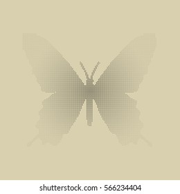Vector halftone butterfly icon. For logos, emblems, symbols, decor, design, business cards, postcards, posters and interior