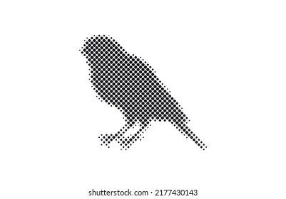 Vector halftone canary icon.Dotted canary shape.