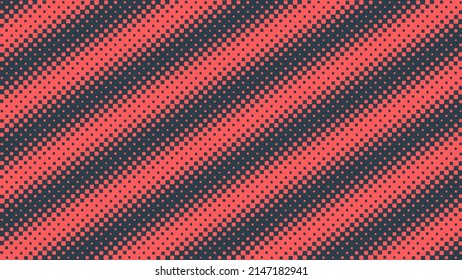 Vector Halftone Checkered Pattern Oblique Lines Modern Striped Texture Red Blue Abstract Background. Chequered Particles Incline Structure. Half Tone Contrast Graphic Minimalist Geometric Wallpaper