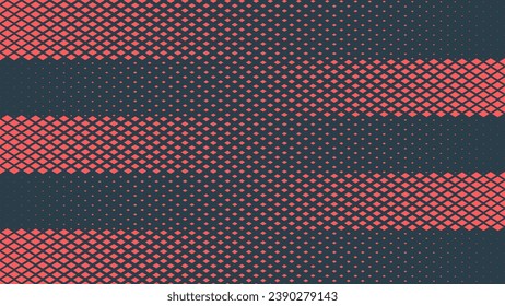 Vector Halftone Checkered Pattern Rhombus Dots Modern Texture Red Blue Abstract Background. Chequered Particles Mixed Structure. Half Tone Art Contrast Graphic Minimalist Geometric Wide Wallpaper svg