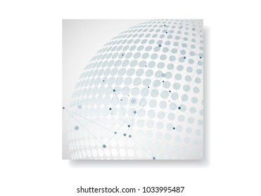 Vector halftone circle design witn molecule connect.