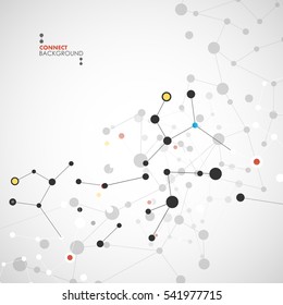 Vector halftone circle with molecule connect.