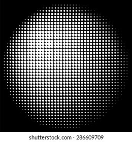 Vector Halftone Circle Texture Isolated on Dark Background