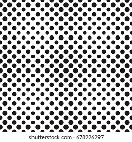Vector halftone circles seamless pattern. Half tone dots abstract monochrome background. Gradient transition effect. Simple modern black & white dotted texture. Design for decor, web, covers, fabric