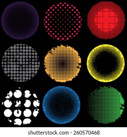 Vector halftone colorful dots illustration. Set background  