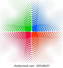 Vector halftone colorful dots, white background illustration.








