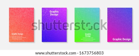 Vector halftone cover design templates. Layout set for covers of books, albums, notebooks, reports, magazines. Dot halftone gradient effect, modern abstract design. Geometric mock-up texture