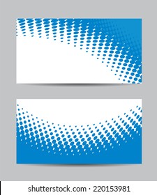 Vector halftone creative blue business cards