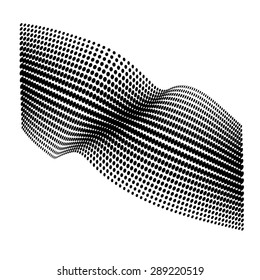 Vector Halftone Decorative Wave Line on White Background