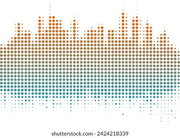 Elemento de diseño de semitono vectorial - Línea de puntos de una ciudad - Edificios digitales inteligentes