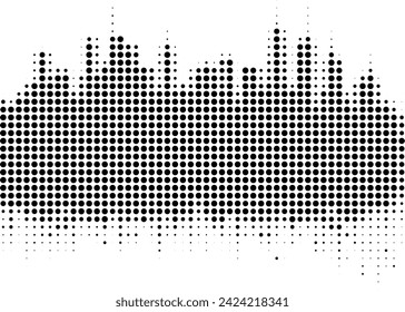 Vector Halftone Design Element - Dots Skyline of a City - Digital Smart Buildings