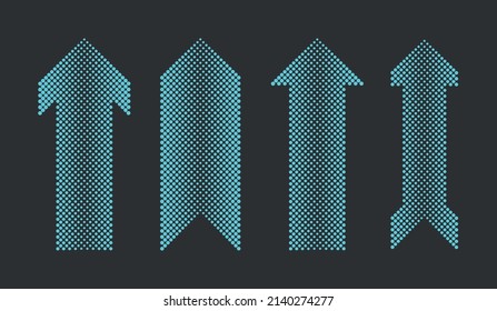 Conjunto de flecha de puntos de semitono vectorial.