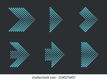 Vector halftone dots arrows set.