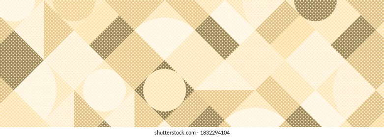 Vector halftone dots background. Banner, mosaic from different shapes.