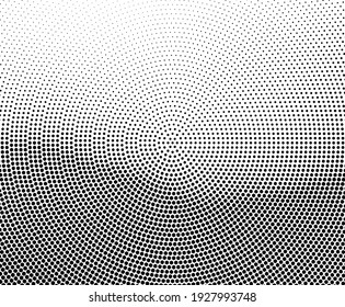 Vector Halftone Dots Background. Black And White Comic Pattern. Radial Gradient Hexagon Texture.