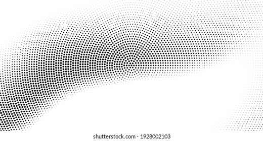 Vector Halftone Dots Background. Black And White Comic Pattern. Radial Gradient Hexagon Texture.