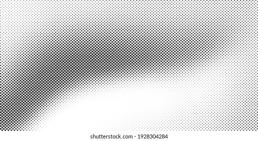 Vector Halftone Dots Background. Black And White Comic Pattern. Wavy Dotted Texture.