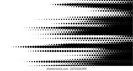 Vector halftone dots background. Black and white comic pattern. Radial gradient dotted texture, pattern, backdrop. Vector illustration.