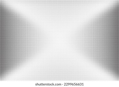 Vector halftone dots background. Black and white comic pattern. Vintage Halftone Background. Fade Distressed Overlay. Modern Texture. Abstract Pattern. Vector illustration