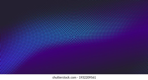 Vector halftone dots background. Colorful comic pattern. Radial gradient hexagon texture.