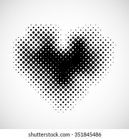 Vector halftone dots background template heart