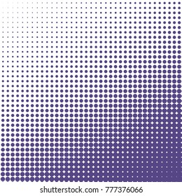 Vector halftone dots background. Ultra violet dots on white background