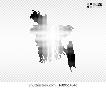 Vector halftone dots black of Bangladesh map. on transparent background. Organized in layers for easy editing.