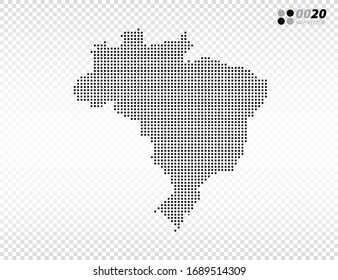 Los puntos de medio tono vectorial son negros en el mapa de Brasil. en fondo transparente. Organizado en capas para una edición sencilla.