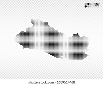 Vector halftone dots black of El Salvador map. on transparent background. Organized in layers for easy editing.