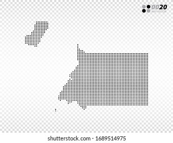 Vector halftone dots black of Equatorial Guinea map. on transparent background. Organized in layers for easy editing.