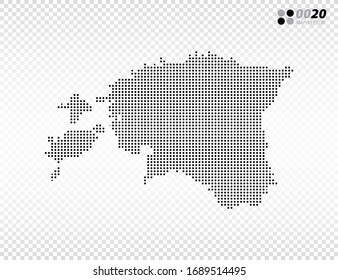Vector halftone dots black of Estonia map. on transparent background. Organized in layers for easy editing.